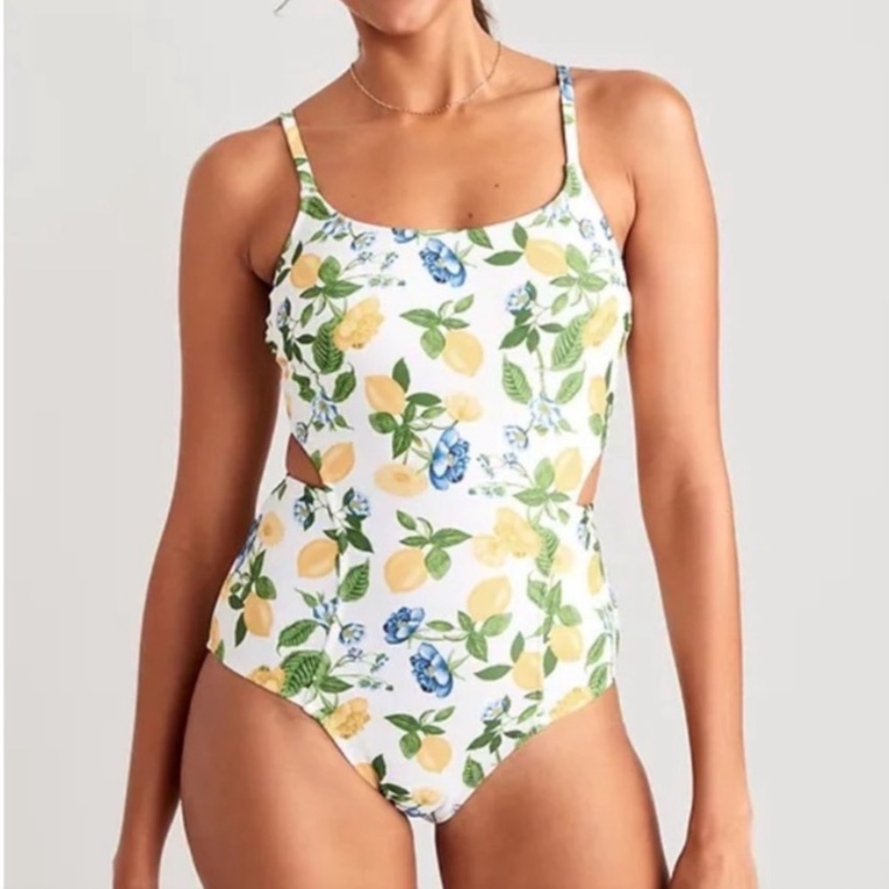 Old Navy White Floral One Piece Swimsuit NWT large